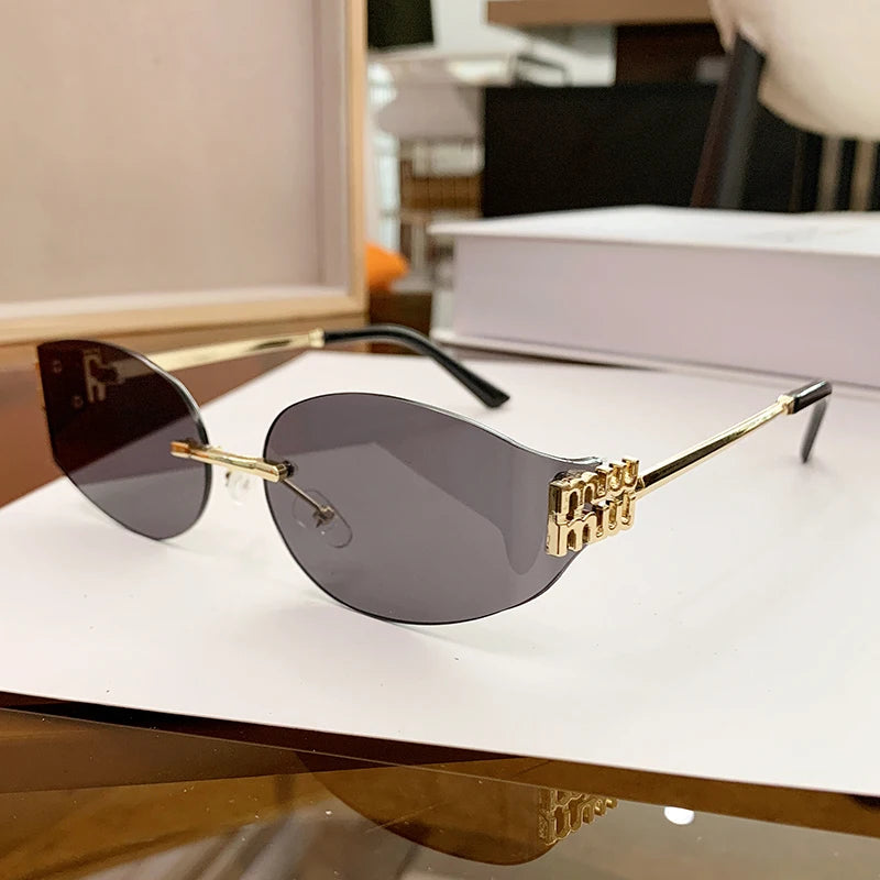 Women's Oversized Rimless Oval Sunglasses