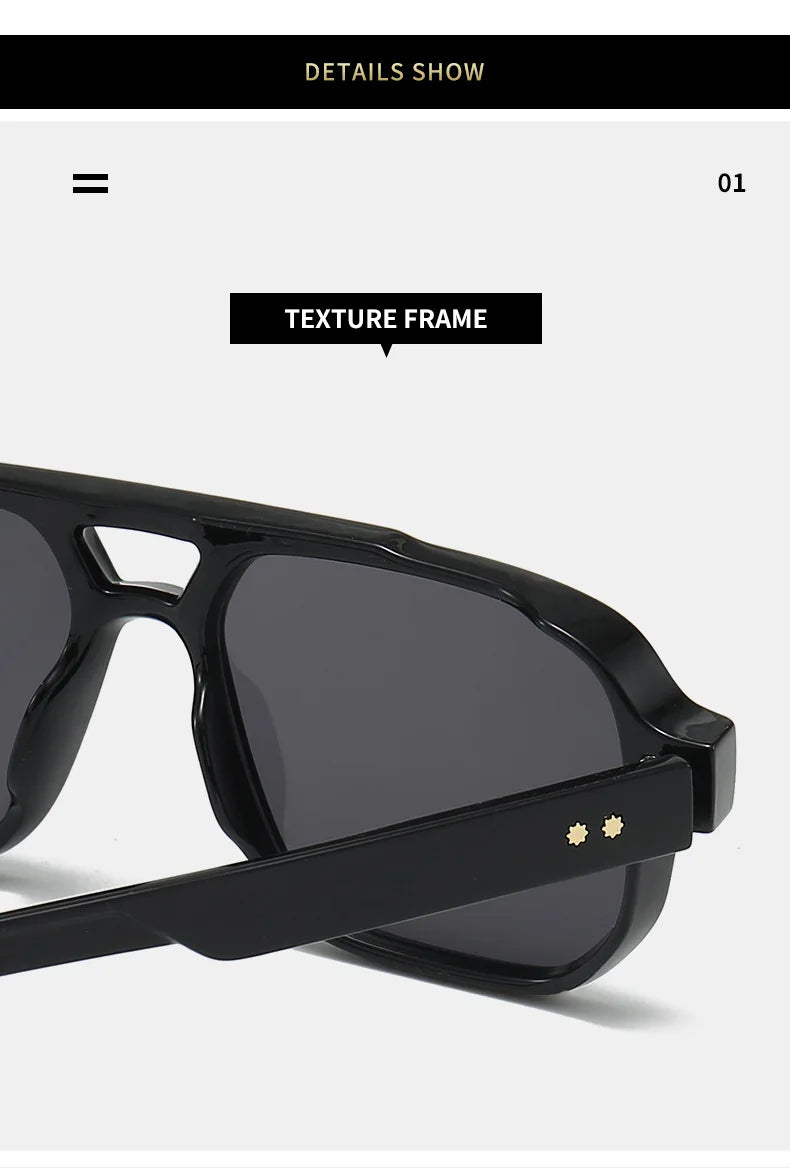 Vintage Double Bridges Men Square Sunglasses