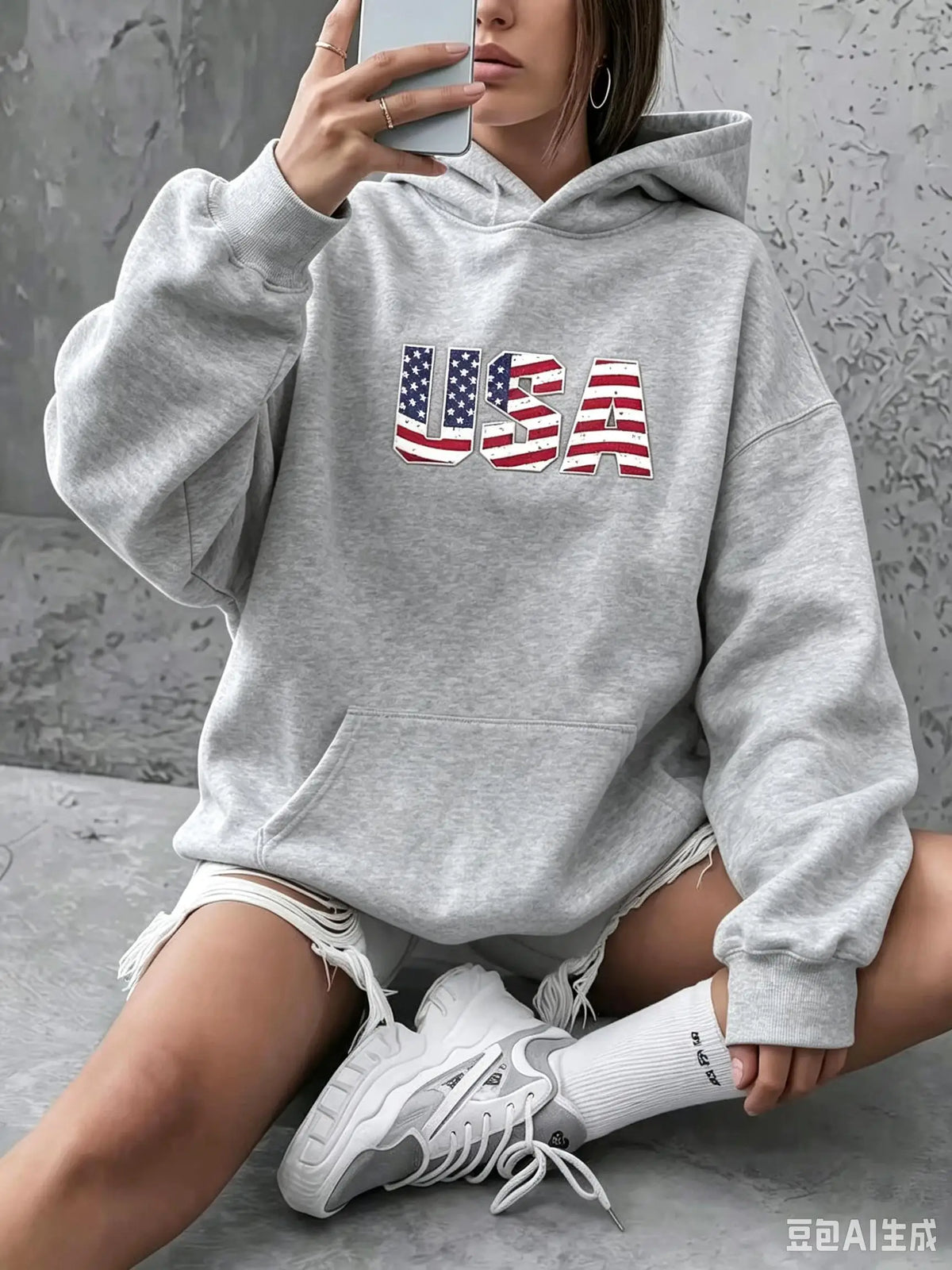 American Flag Patriotic Pullover Hoodie