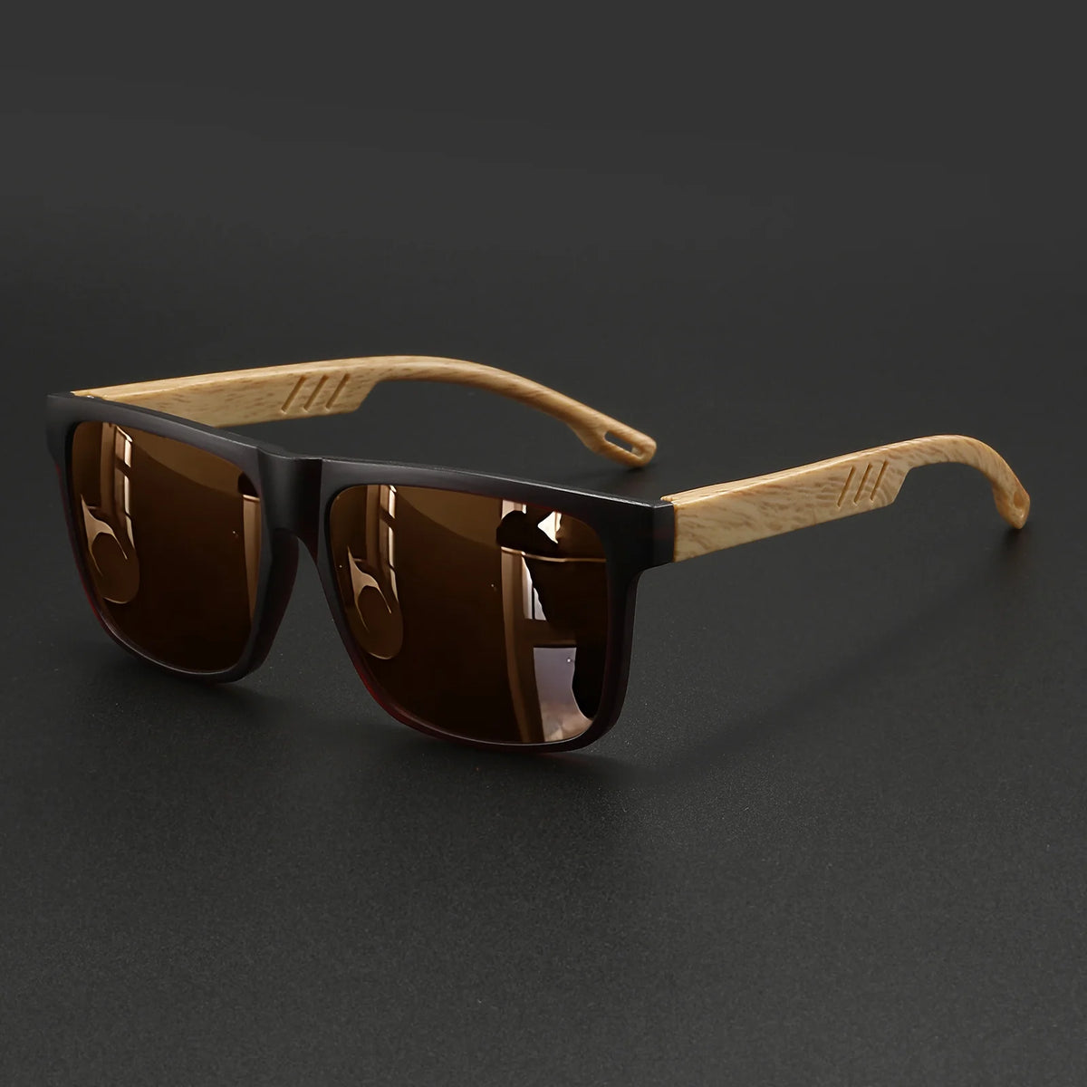 Wood Grain Spring Hinge Sunglasses
