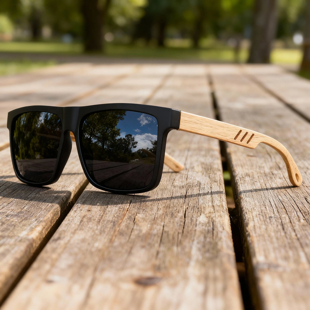Wood Grain Spring Hinge Sunglasses