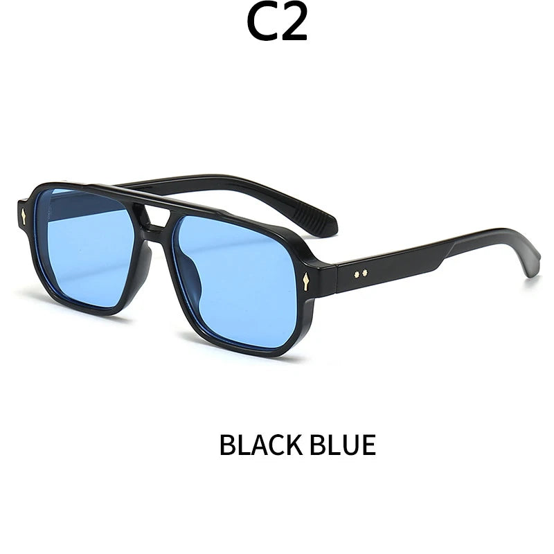 Vintage Double Bridges Men Square Sunglasses