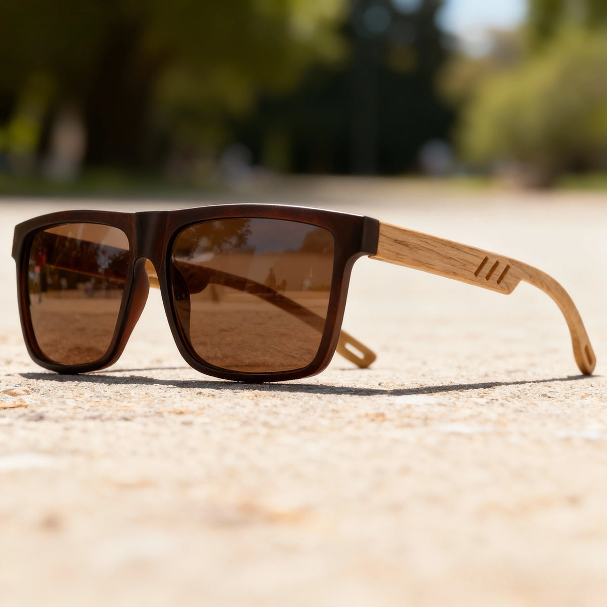 Wood Grain Spring Hinge Sunglasses