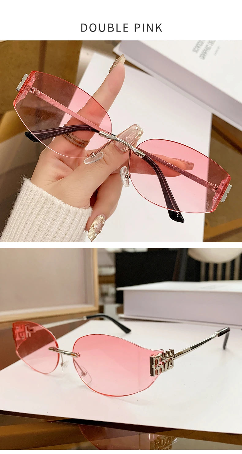 Women's Oversized Rimless Oval Sunglasses