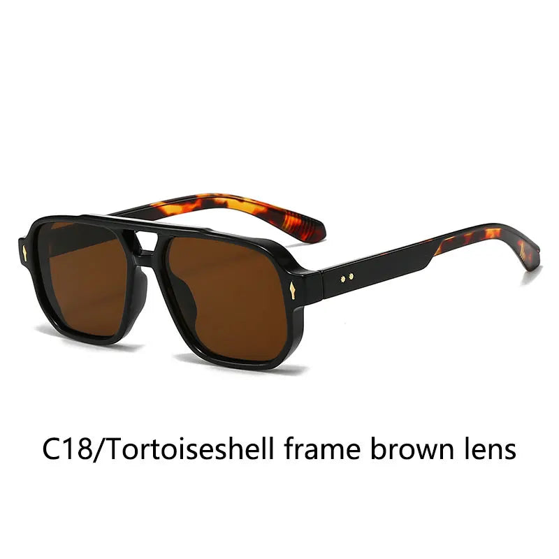 Vintage Double Bridges Men Square Sunglasses