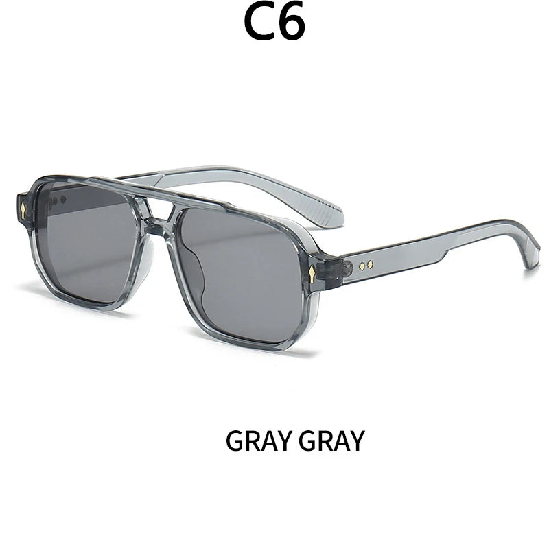 Vintage Double Bridges Men Square Sunglasses