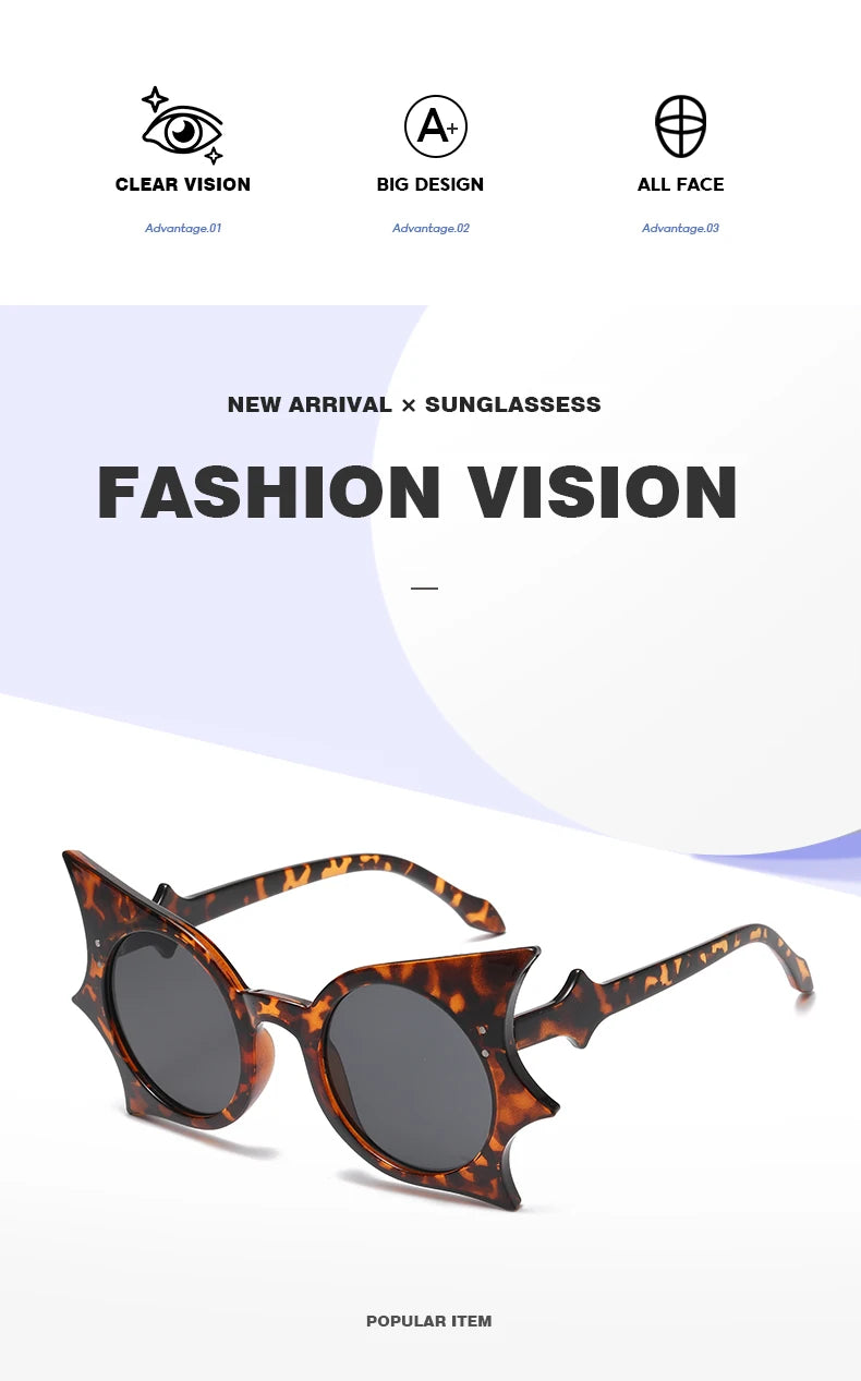 2pcs Bat Shaped Sunglasses
