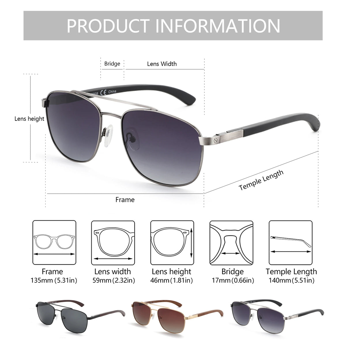 Aviator Wood 100% UV Protection Sunglasses