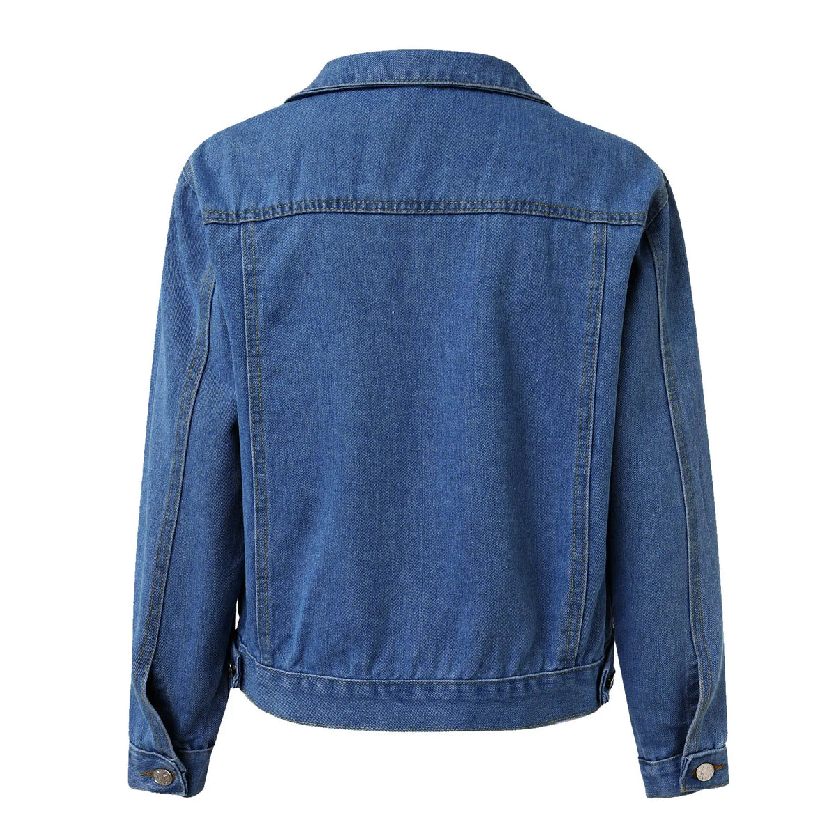 Turn Down Neck Solid Color Denim Jackets