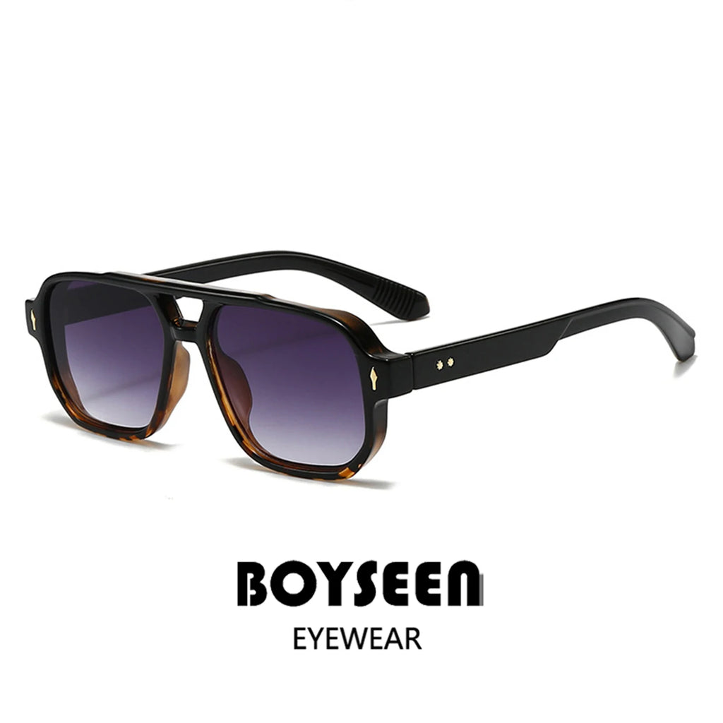 Vintage Double Bridges Men Square Sunglasses