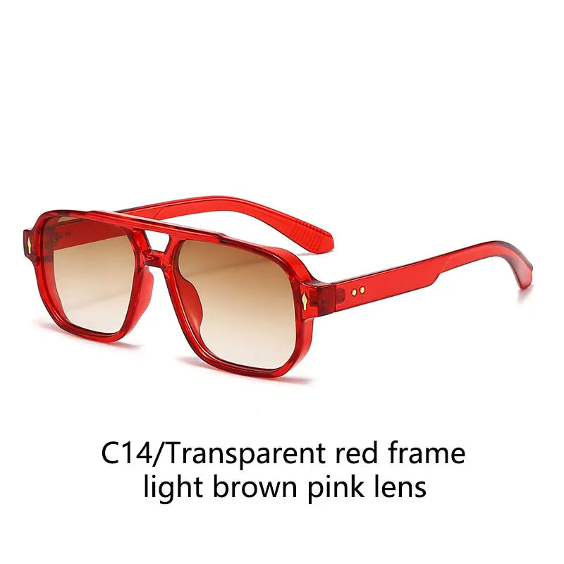 Vintage Double Bridges Men Square Sunglasses