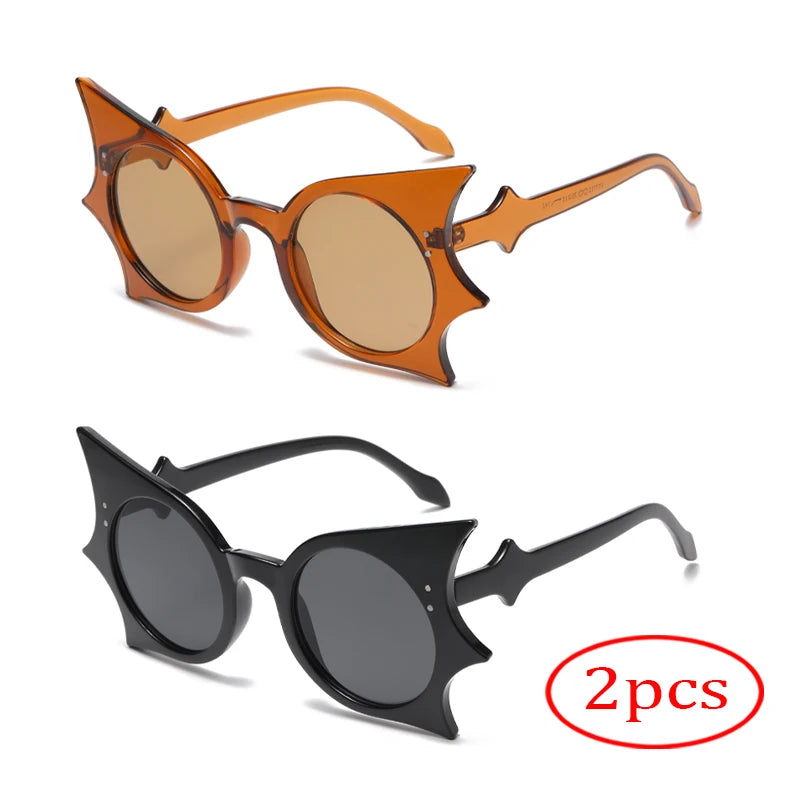 2pcs Bat Shaped Sunglasses