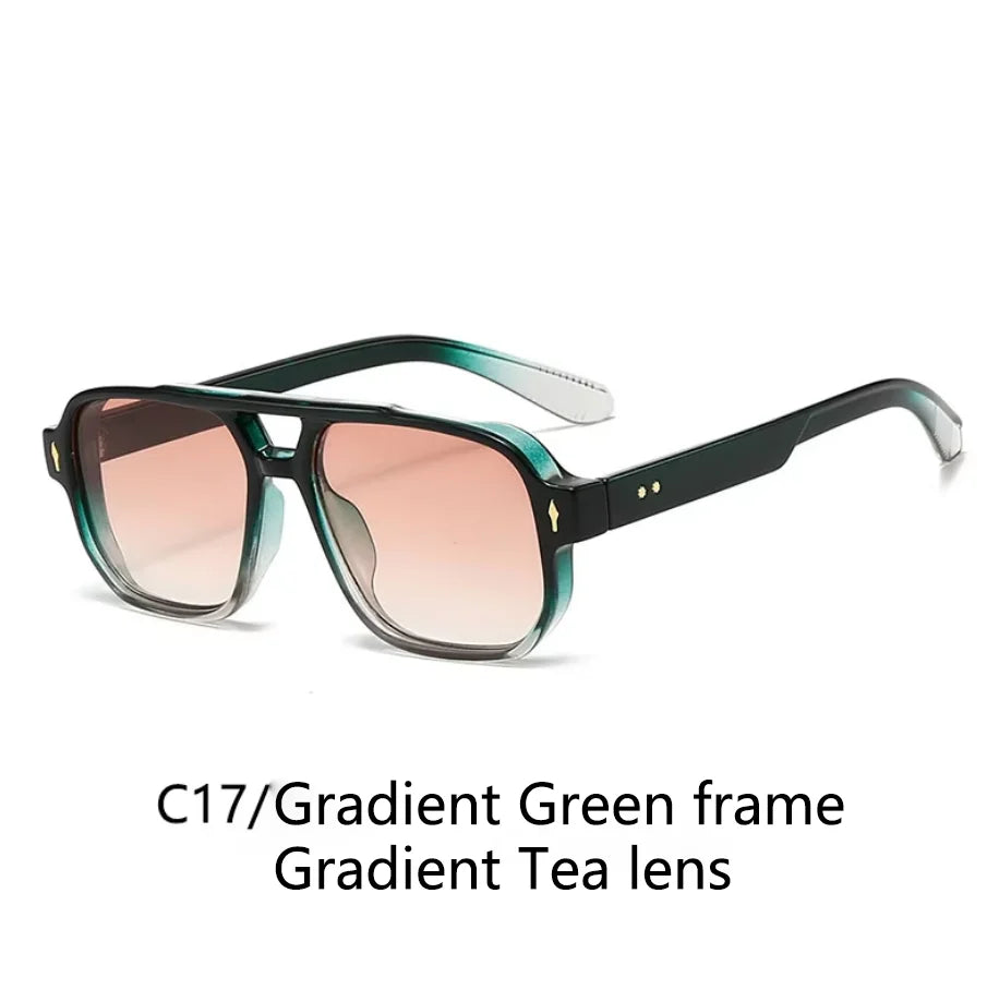 Vintage Double Bridges Men Square Sunglasses