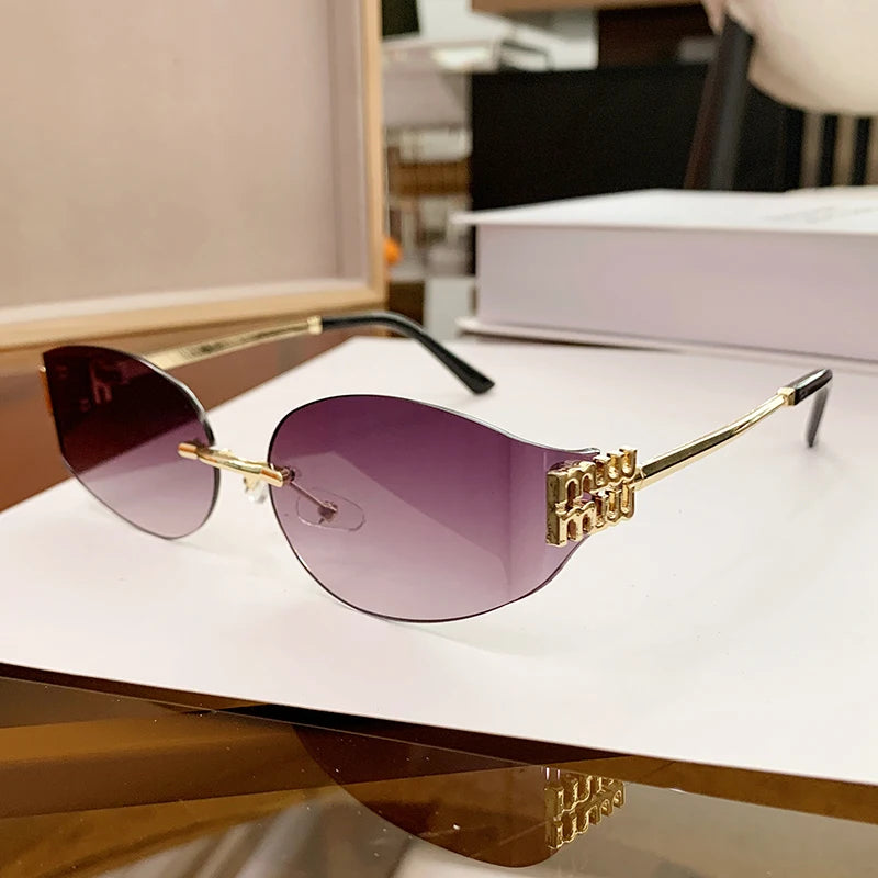 Women's Oversized Rimless Oval Sunglasses