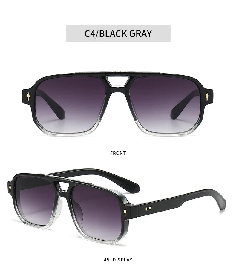 Vintage Double Bridges Men Square Sunglasses