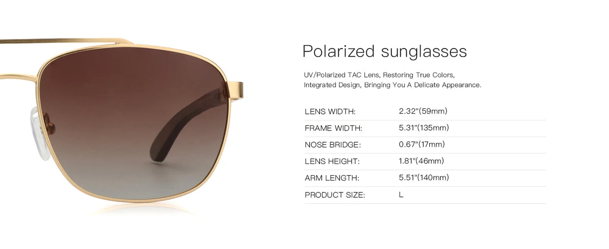 Aviator Wood 100% UV Protection Sunglasses