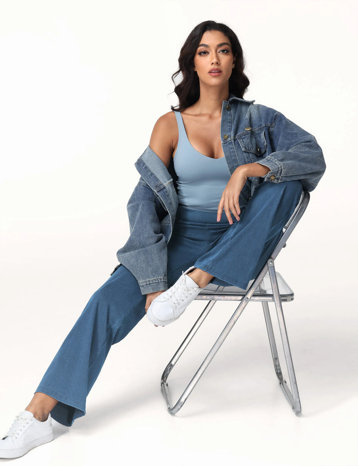 High Waisted Pull on Stretchy Baggy Pants