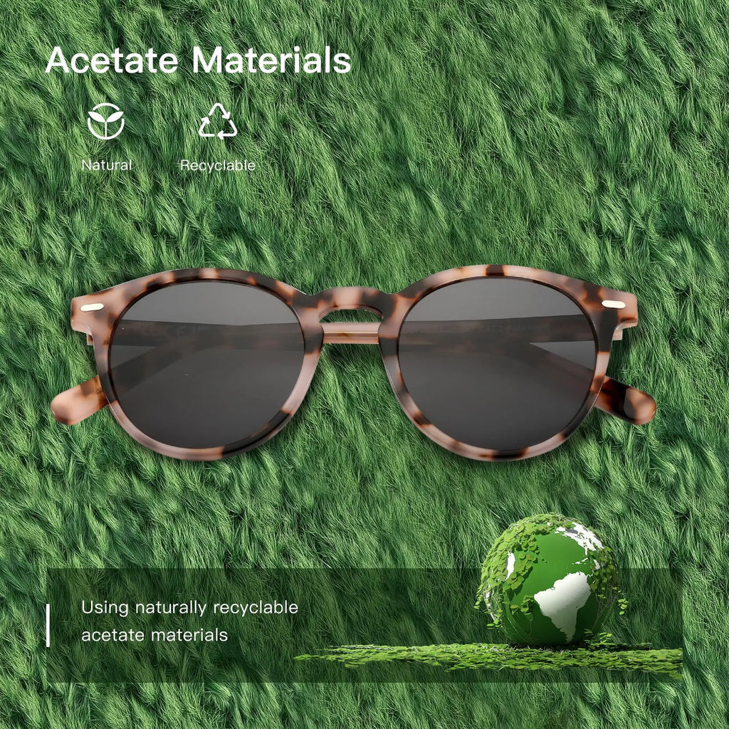 Women Round Polarized Retro Small Sunglasses