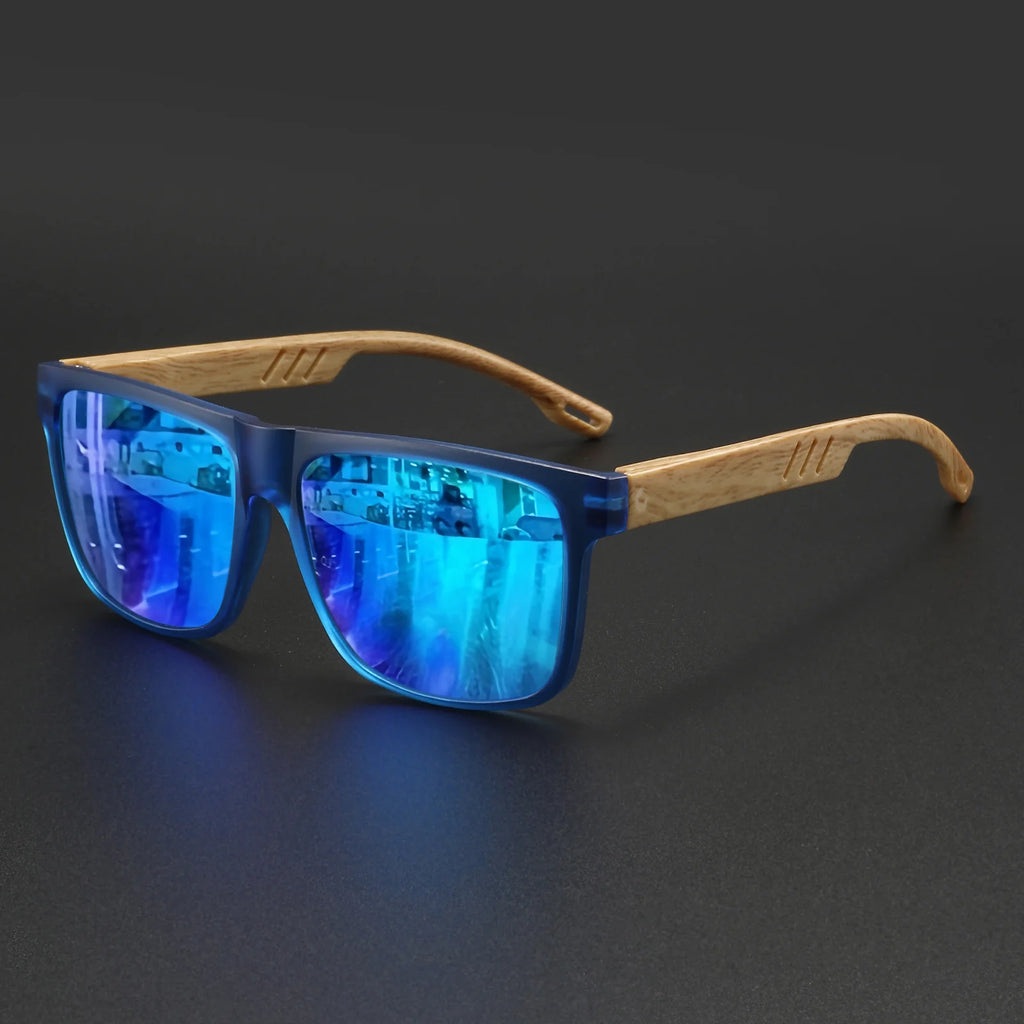 Wood Grain Spring Hinge Sunglasses