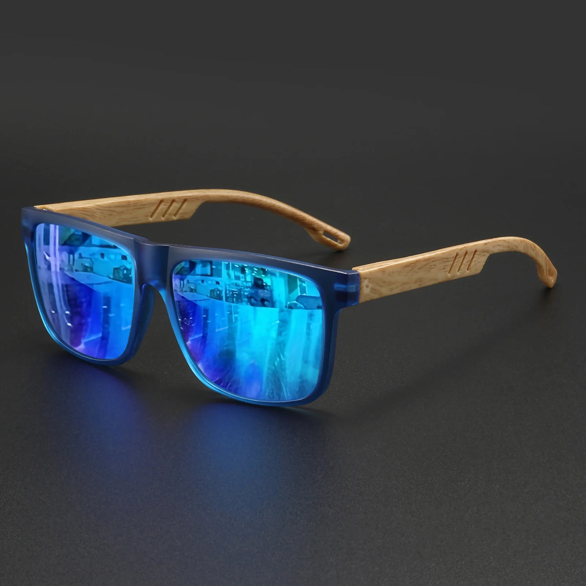 Wood Grain Spring Hinge Sunglasses