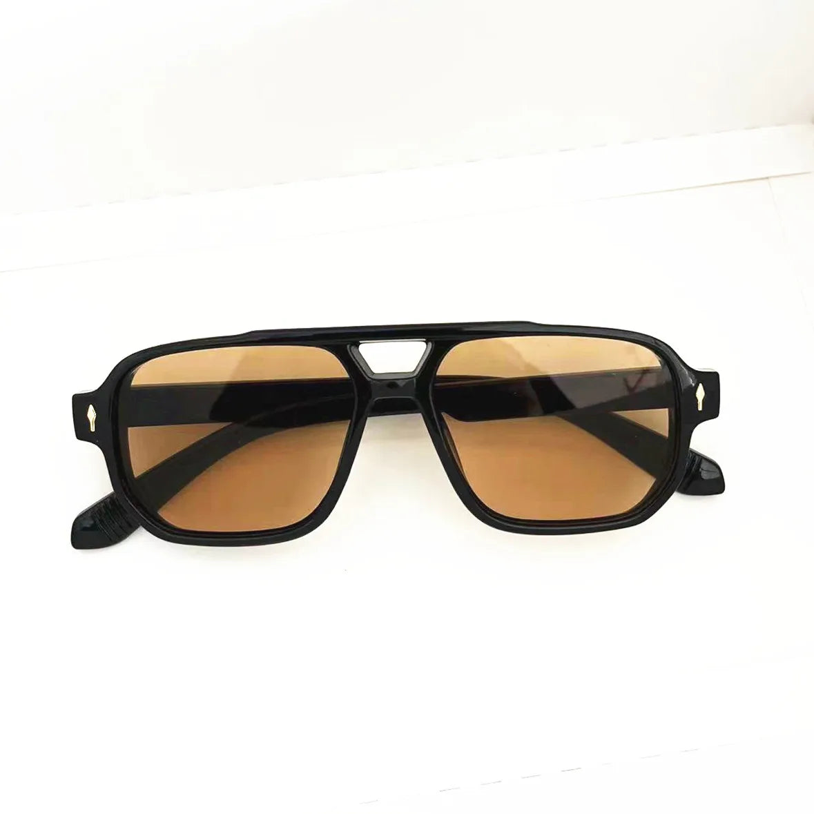Vintage Double Bridges Men Square Sunglasses