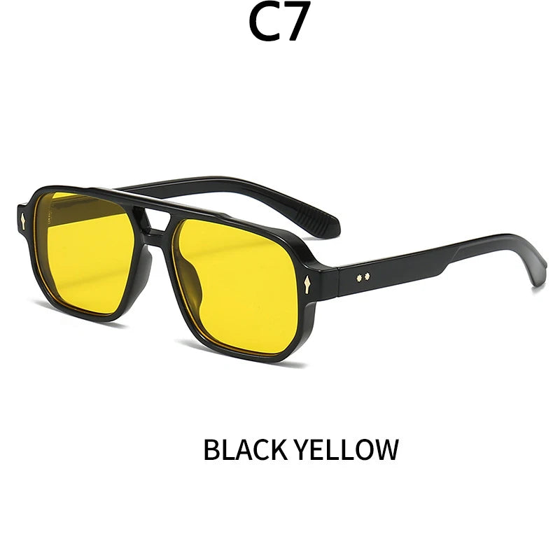 Vintage Double Bridges Men Square Sunglasses