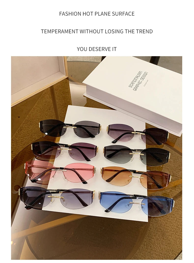 Women's Oversized Rimless Oval Sunglasses