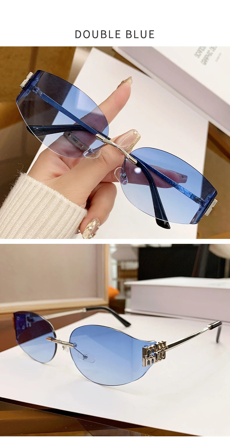 Women's Oversized Rimless Oval Sunglasses