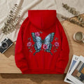 Butterfly Graphic Print Kangaroo Pocket Hoodie