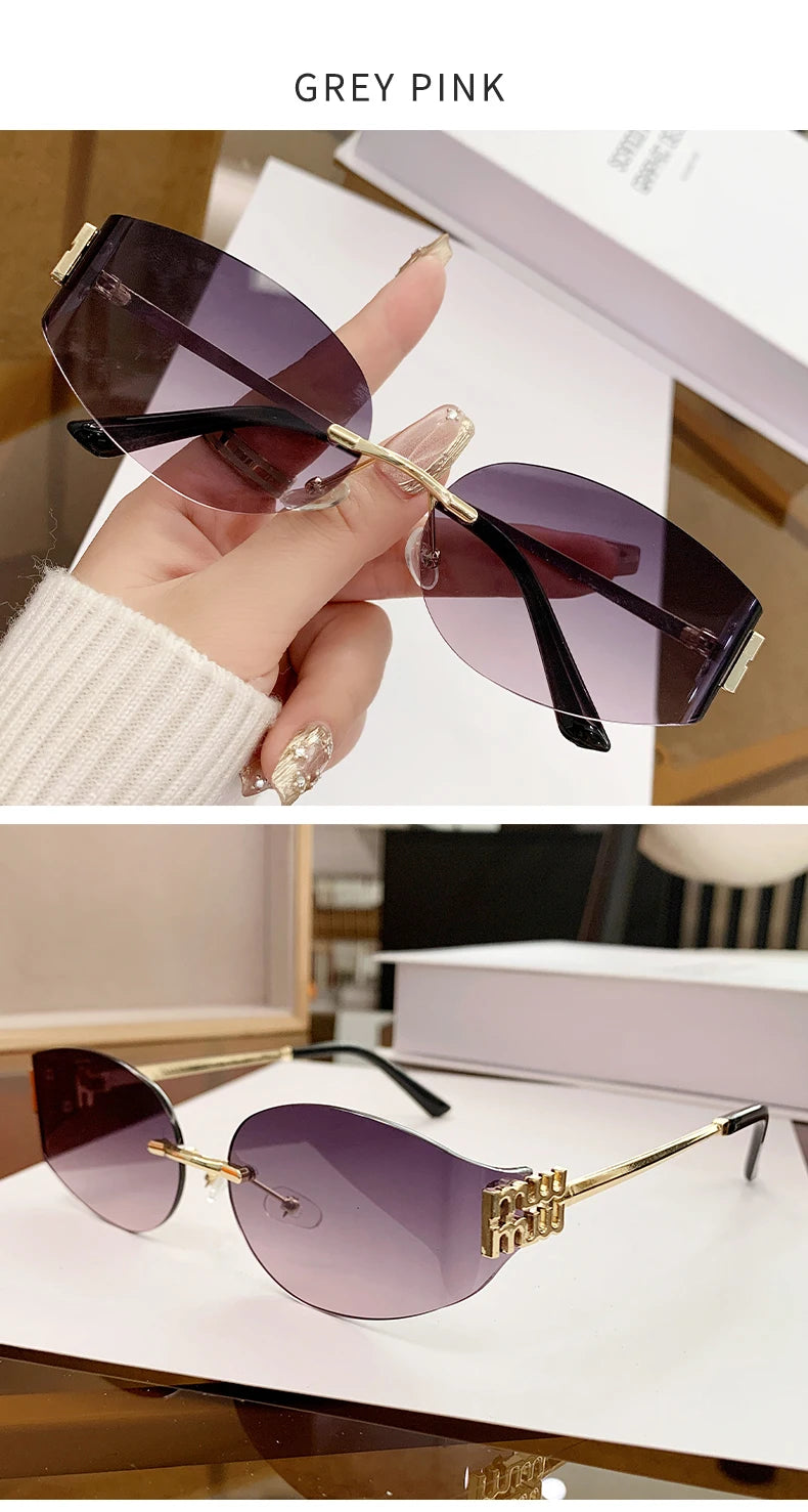 Women's Oversized Rimless Oval Sunglasses