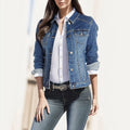 Turn Down Neck Solid Color Denim Jackets