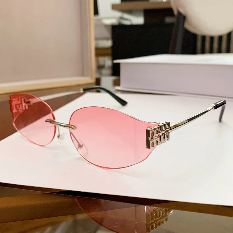 Women's Oversized Rimless Oval Sunglasses