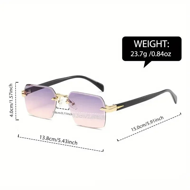 Rimless Rectangle Square Frameless Sunglasses