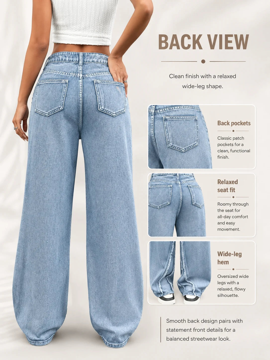 Frayed Raw Edge Wide Leg Jeans