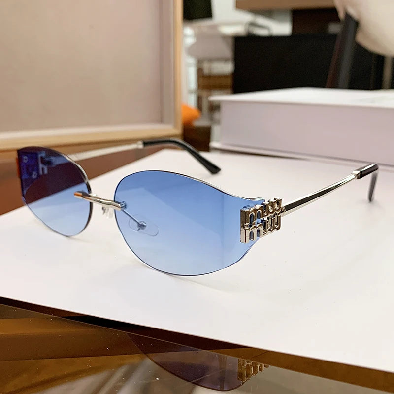 Women's Oversized Rimless Oval Sunglasses