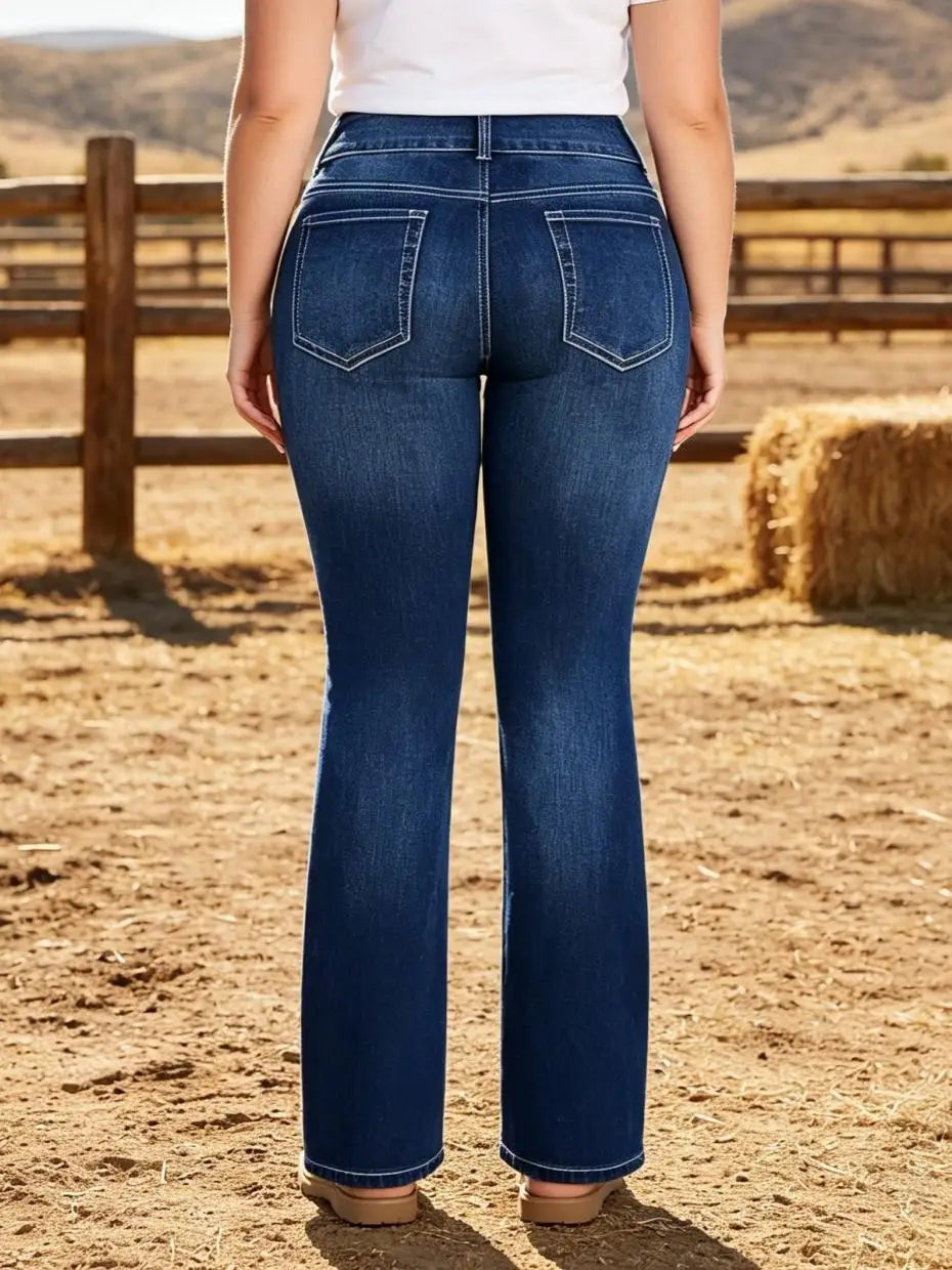 High Waist Flare Bootcut Denim Jeans