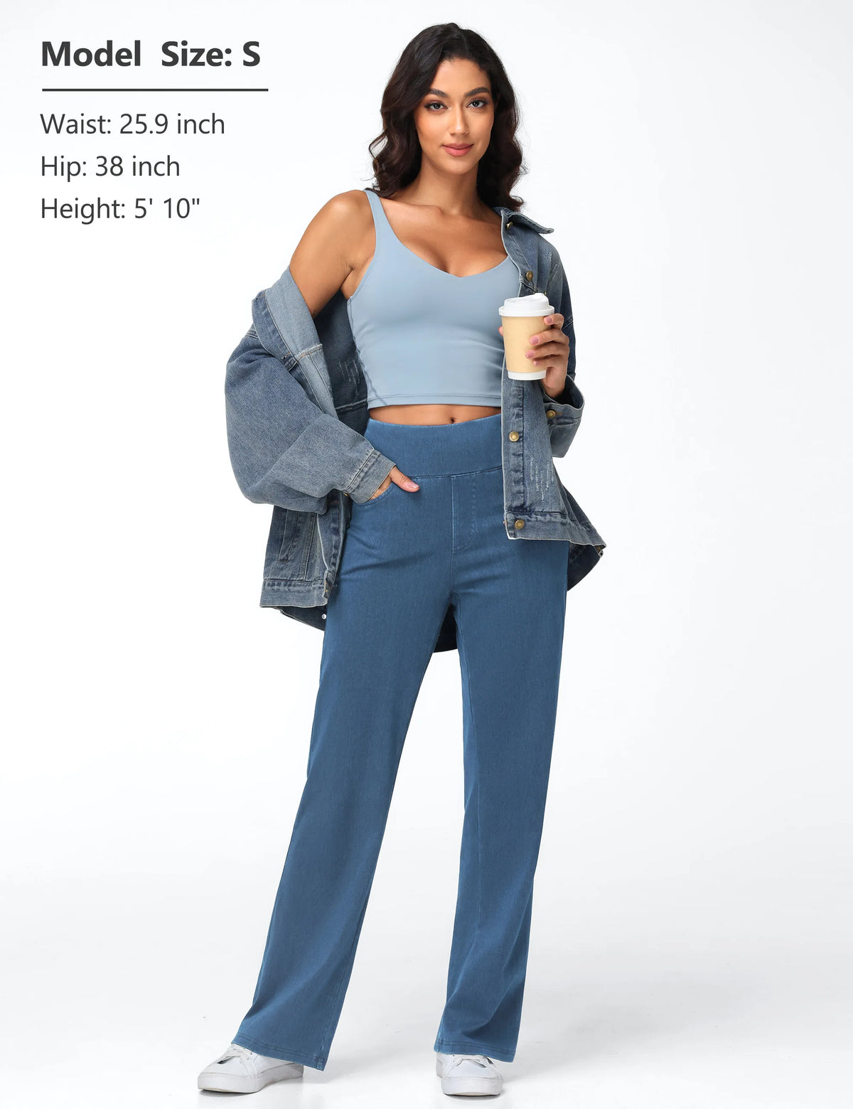 High Waisted Pull on Stretchy Baggy Pants
