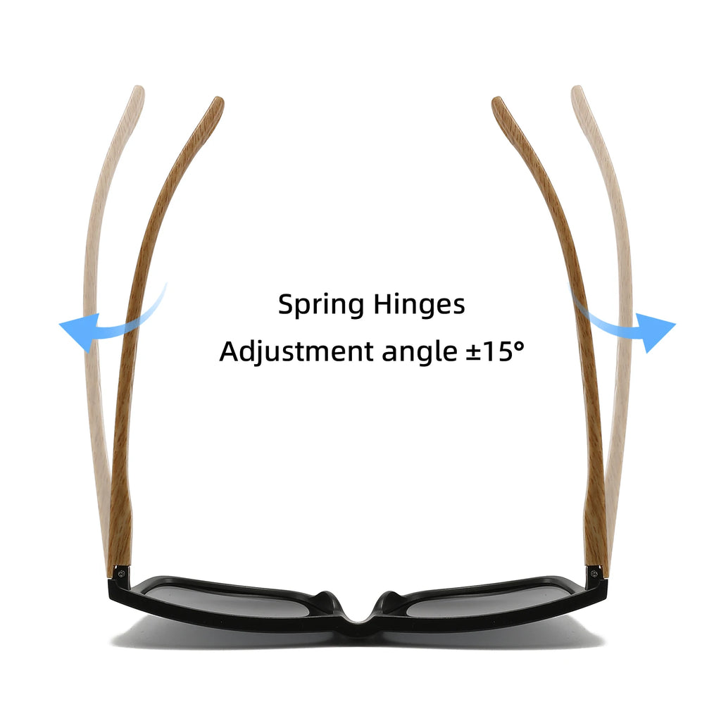 Wood Grain Spring Hinge Sunglasses