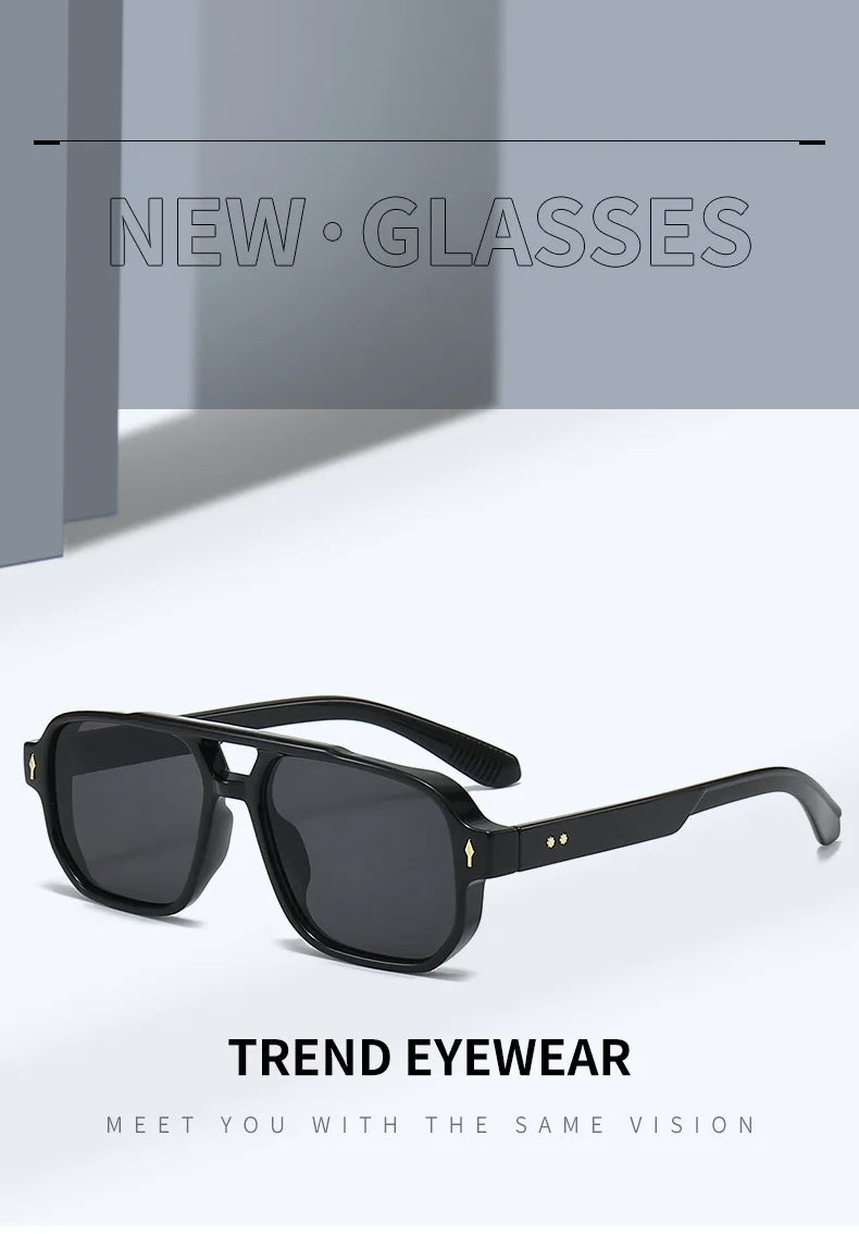 Vintage Double Bridges Men Square Sunglasses