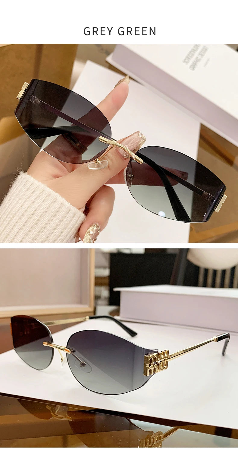 Women's Oversized Rimless Oval Sunglasses
