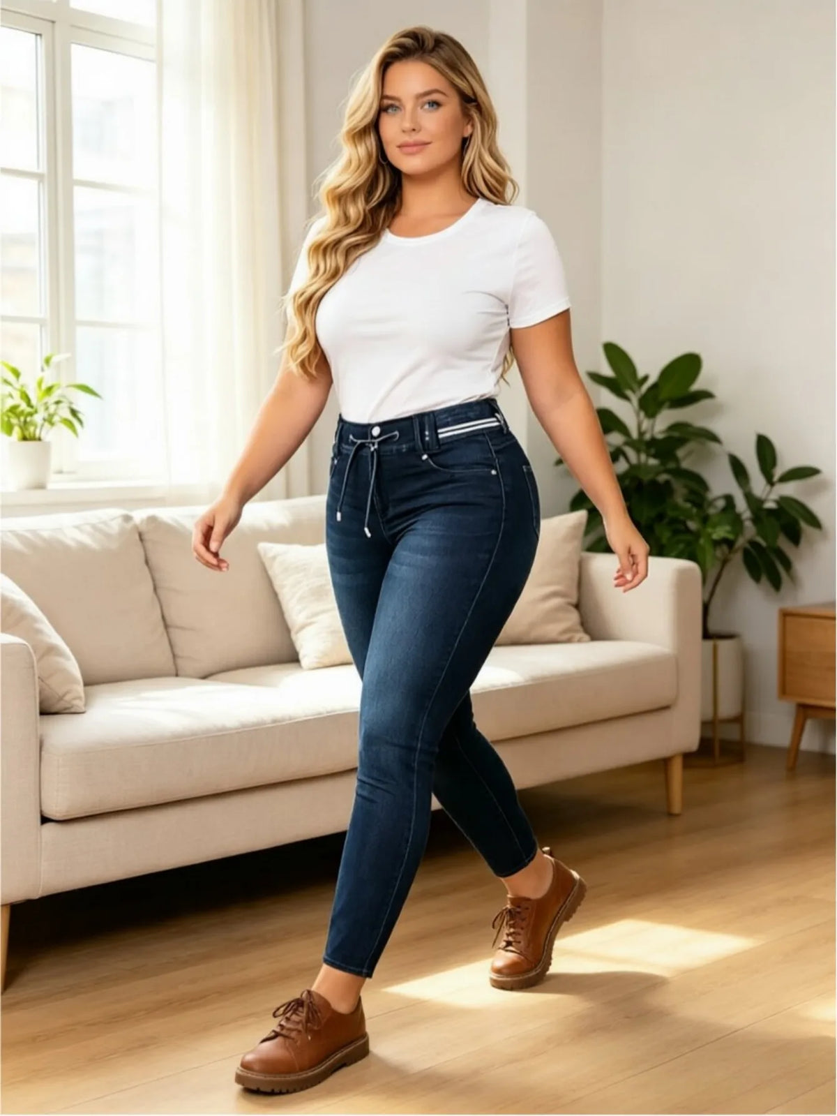 Butt‑Lifting Slim Ankle Denim Pants