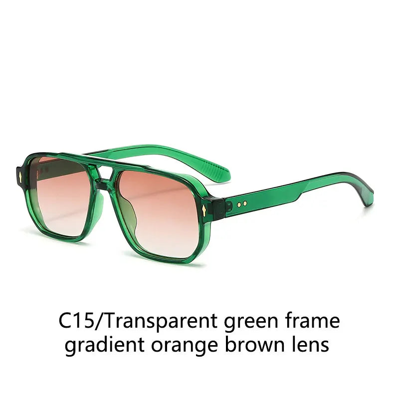 Vintage Double Bridges Men Square Sunglasses