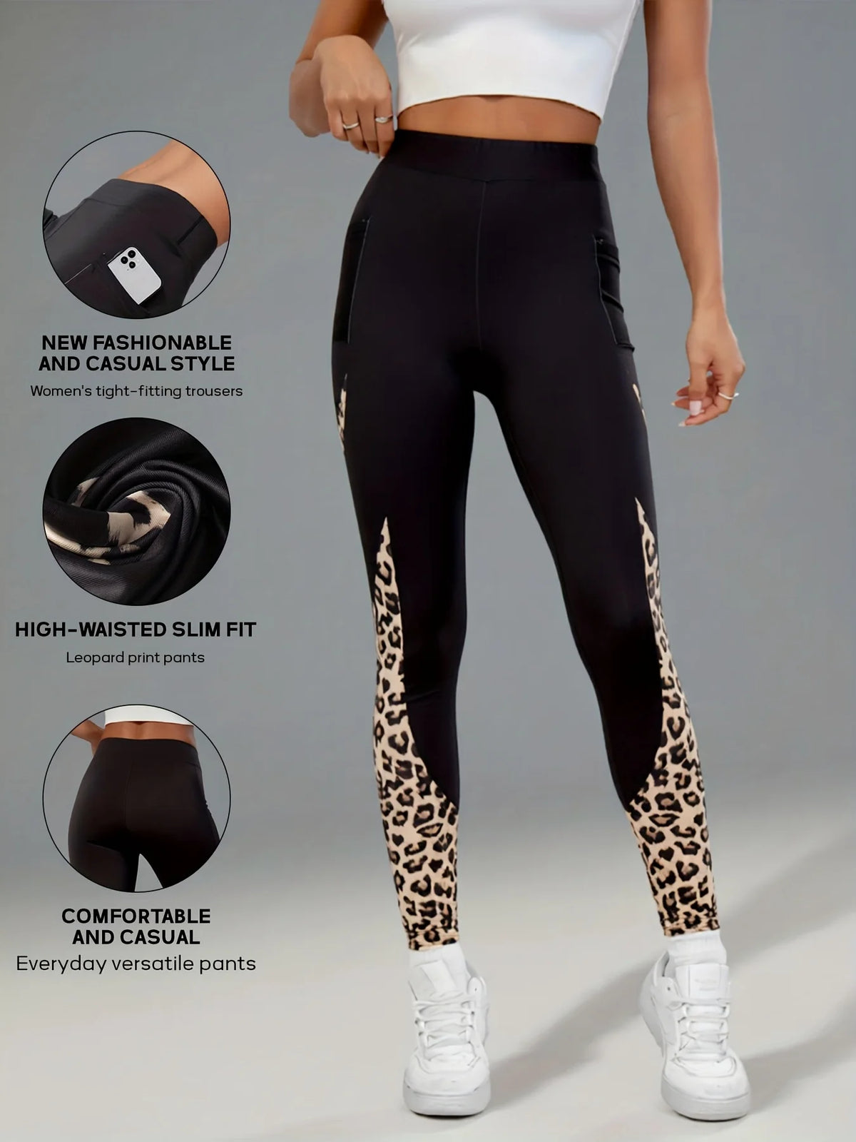 Women's High Waist Leopard Print Leggings