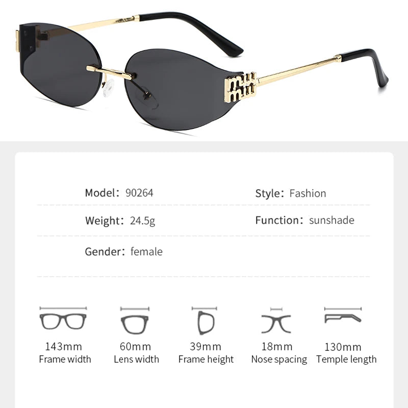 Women's Oversized Rimless Oval Sunglasses
