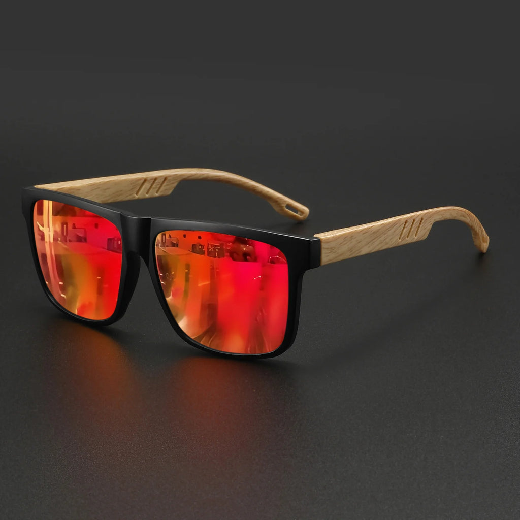 Wood Grain Spring Hinge Sunglasses