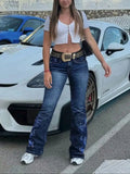 Women Embroidered Flare Denim Pants