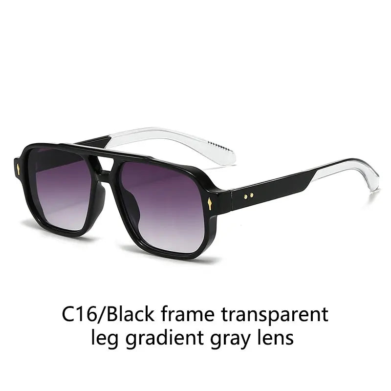 Vintage Double Bridges Men Square Sunglasses