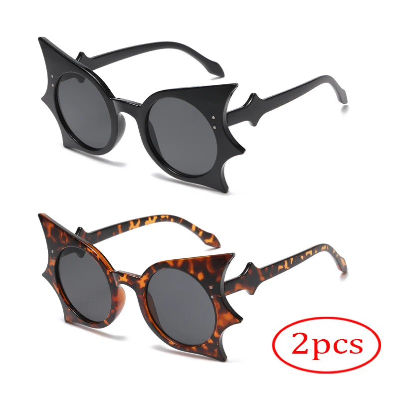 2pcs Bat Shaped Sunglasses