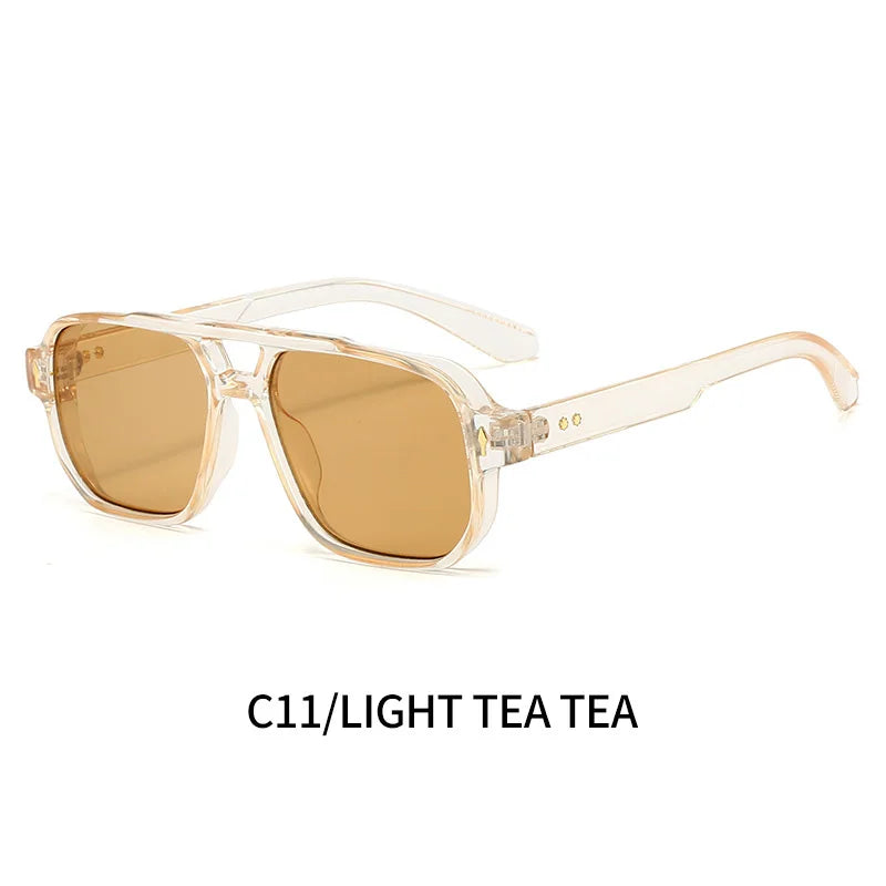 Vintage Double Bridges Men Square Sunglasses