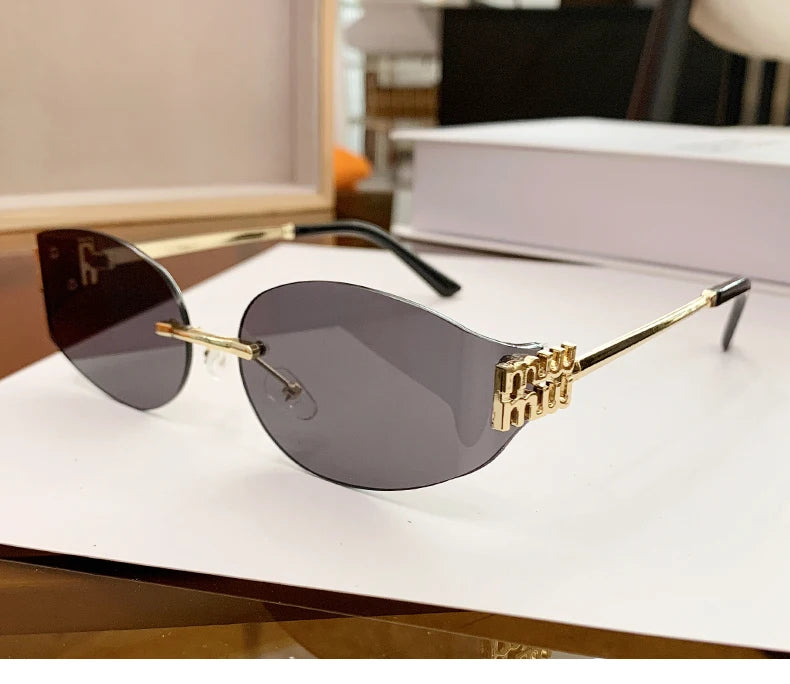 Women's Oversized Rimless Oval Sunglasses